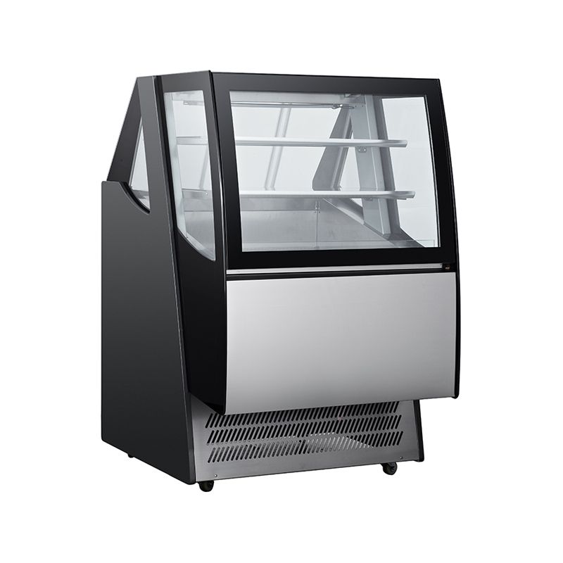 Open glass pastry refrigerator